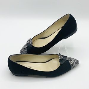 Sarah Flint Suede Flats with snakeskin detail
